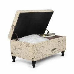 Cheap 🌟 Adeco French Storage Ottoman Footstool Bench With Lift Top Ocean 👍 -Adeco Shop Adeco French Storage Ottoman Footstool Bench with Lift Top 3