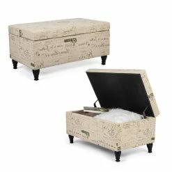 Cheap 🌟 Adeco French Storage Ottoman Footstool Bench With Lift Top Ocean 👍 -Adeco Shop Adeco French Storage Ottoman Footstool Bench with Lift Top 4