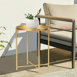 Brand new ๐ Adeco Gold End Table Metal Waterproof Snack Beside Table Accent Coffee Table - 16.9""(D)x 16.9""(W)x 20.5""(H) ๐งจ 18 Brand new ๐ Adeco Gold End Table Metal Waterproof Snack Beside Table Accent Coffee Table - 16.9""(D)x 16.9""(W)x 20.5""(H) ๐งจ -Adeco Shop Adeco Gold End Table Metal Waterproof Snack Beside Table Accent Coffee Table 1