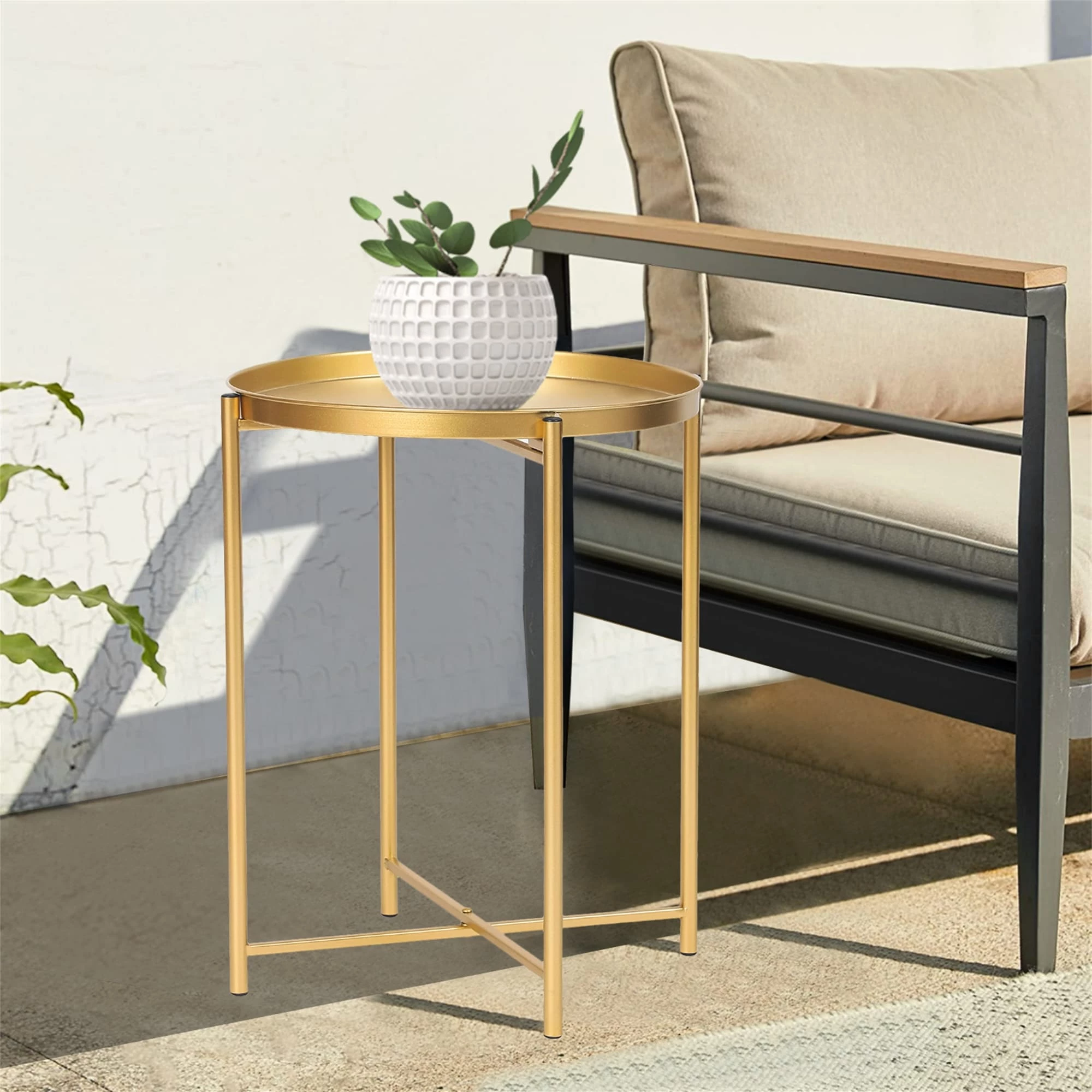 Brand new ๐ Adeco Gold End Table Metal Waterproof Snack Beside Table Accent Coffee Table - 16.9""(D)x 16.9""(W)x 20.5""(H) ๐งจ 4 Brand new ๐ Adeco Gold End Table Metal Waterproof Snack Beside Table Accent Coffee Table - 16.9""(D)x 16.9""(W)x 20.5""(H) ๐งจ - Image 3