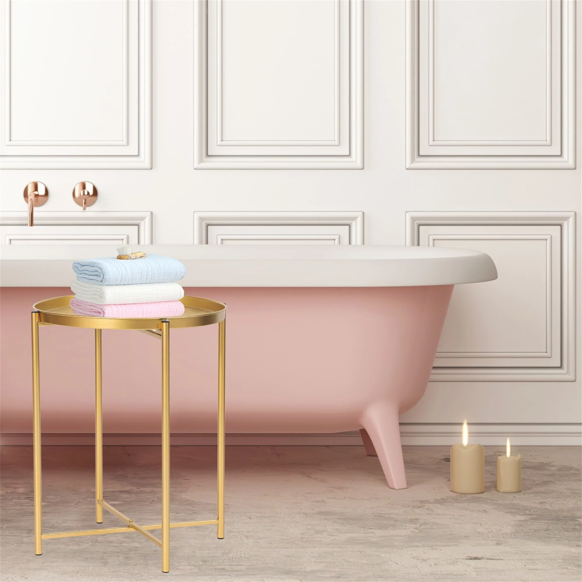 Brand new ๐ Adeco Gold End Table Metal Waterproof Snack Beside Table Accent Coffee Table - 16.9""(D)x 16.9""(W)x 20.5""(H) ๐งจ 5 Brand new ๐ Adeco Gold End Table Metal Waterproof Snack Beside Table Accent Coffee Table - 16.9""(D)x 16.9""(W)x 20.5""(H) ๐งจ - Image 4