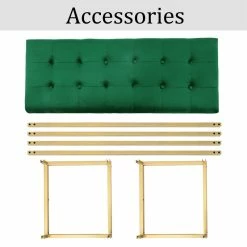 Best Pirce 💯 Adeco Green Upholstered Tufted Velvet Ottoman Bench,Golden Metal Base ⌛ -Adeco Shop Adeco Green Upholstered Tufted Velvet Ottoman Bench2CGolden Metal Base 4