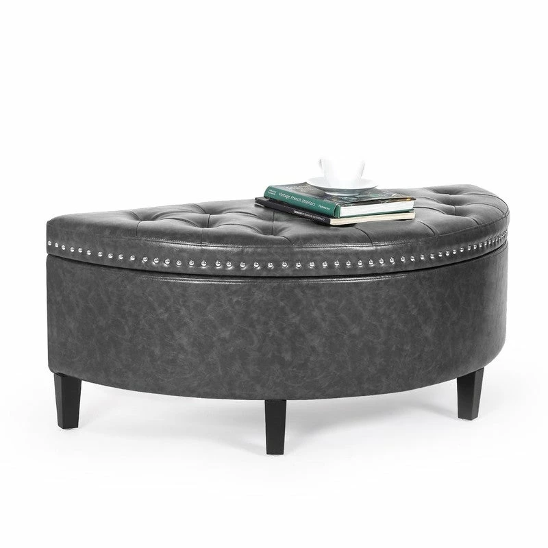 Hot Sale ๐ Adeco Distressed Faux Leather / Tufted Velvet Storage Ottoman Bench Navy Velvet ๐คฉ 4 Hot Sale ๐ Adeco Distressed Faux Leather / Tufted Velvet Storage Ottoman Bench Navy Velvet ๐คฉ - Image 2
