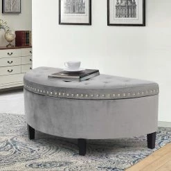 Hot Sale ๐ Adeco Distressed Faux Leather / Tufted Velvet Storage Ottoman Bench Navy Velvet ๐คฉ 28 Hot Sale ๐ Adeco Distressed Faux Leather / Tufted Velvet Storage Ottoman Bench Navy Velvet ๐คฉ -Adeco Shop Adeco Half Moon Distressed Faux Leather Storage Ottoman Bench Bedroom 11