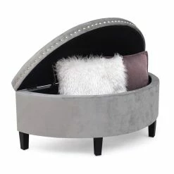 Hot Sale ๐ Adeco Distressed Faux Leather / Tufted Velvet Storage Ottoman Bench Navy Velvet ๐คฉ 29 Hot Sale ๐ Adeco Distressed Faux Leather / Tufted Velvet Storage Ottoman Bench Navy Velvet ๐คฉ -Adeco Shop Adeco Half Moon Distressed Faux Leather Storage Ottoman Bench Bedroom 12