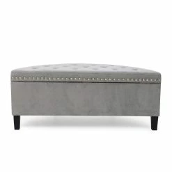 Hot Sale ๐ Adeco Distressed Faux Leather / Tufted Velvet Storage Ottoman Bench Navy Velvet ๐คฉ 30 Hot Sale ๐ Adeco Distressed Faux Leather / Tufted Velvet Storage Ottoman Bench Navy Velvet ๐คฉ -Adeco Shop Adeco Half Moon Distressed Faux Leather Storage Ottoman Bench Bedroom 13