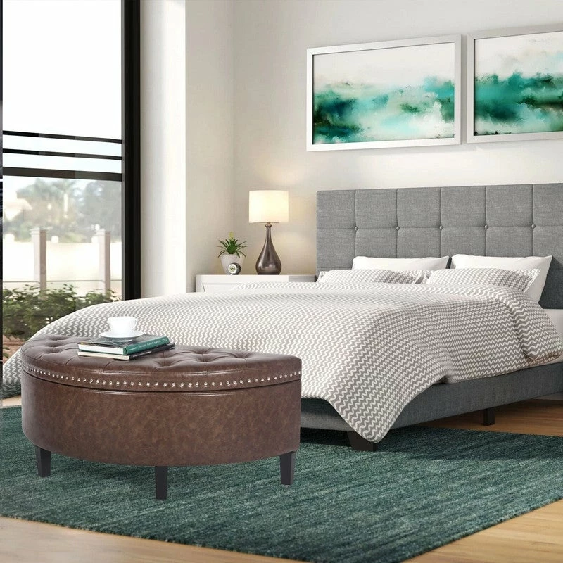 Hot Sale ๐ Adeco Distressed Faux Leather / Tufted Velvet Storage Ottoman Bench Navy Velvet ๐คฉ 9 Hot Sale ๐ Adeco Distressed Faux Leather / Tufted Velvet Storage Ottoman Bench Navy Velvet ๐คฉ - Image 7