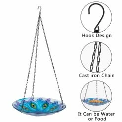 Buy 🔔 Adeco Hanging Bird Baths Bird Feeders Multi 🎉 -Adeco Shop Adeco Hanging Bird Baths Bird Feeders 3