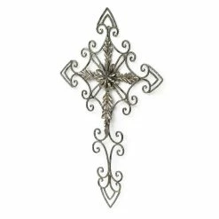 Wholesale 💯 Adeco Home Decorative Scrolled Metal Wall Decor Urban Flower Cross 😍 -Adeco Shop Adeco Home Decorative Scrolled Metal Wall Decor Urban Flower Cross 3