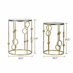Top 10 โ Adeco Set Of 2 Nesting Goldtone Postmodern End Tables - Set Of 2 ๐ 16 Top 10 โ Adeco Set Of 2 Nesting Goldtone Postmodern End Tables - Set Of 2 ๐ -Adeco Shop Adeco Home Garden Patio Accent Metal Nesting Postmodernism Golden Side End Tea Coffee Tables 28Set of 229 4