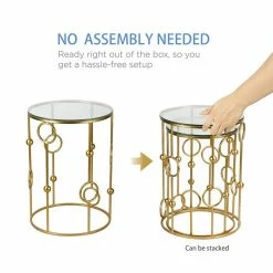 Top 10 โ Adeco Set Of 2 Nesting Goldtone Postmodern End Tables - Set Of 2 ๐ 17 Top 10 โ Adeco Set Of 2 Nesting Goldtone Postmodern End Tables - Set Of 2 ๐ -Adeco Shop Adeco Home Garden Patio Accent Metal Nesting Postmodernism Golden Side End Tea Coffee Tables 28Set of 229 5
