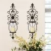Cheapest 🤩 Adeco Scrolled Iron And Glass Hanging Candle Sconce (Set Of 2) 😍 -Adeco Shop Adeco Iron and Glass Vertical Wall Hanging Candle Holder Sconce