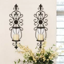 Cheapest ๐คฉ Adeco Scrolled Iron And Glass Hanging Candle Sconce (Set Of 2) ๐