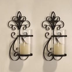 Outlet ⌛ Adeco Set Of 2 Vertical Wall Hanging Candle Holder Sconce - 6.7 Inches High X 3.74 Inches ⌛