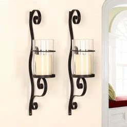Wholesale ๐ Adeco Iron And Glass Vertical Wall Hanging Candle Holder Sconce ๐