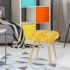 Best reviews of 🔥 Adeco Knit Lines Ottoman Stool Seat For Living Room - Chairs Modern Grey ✨