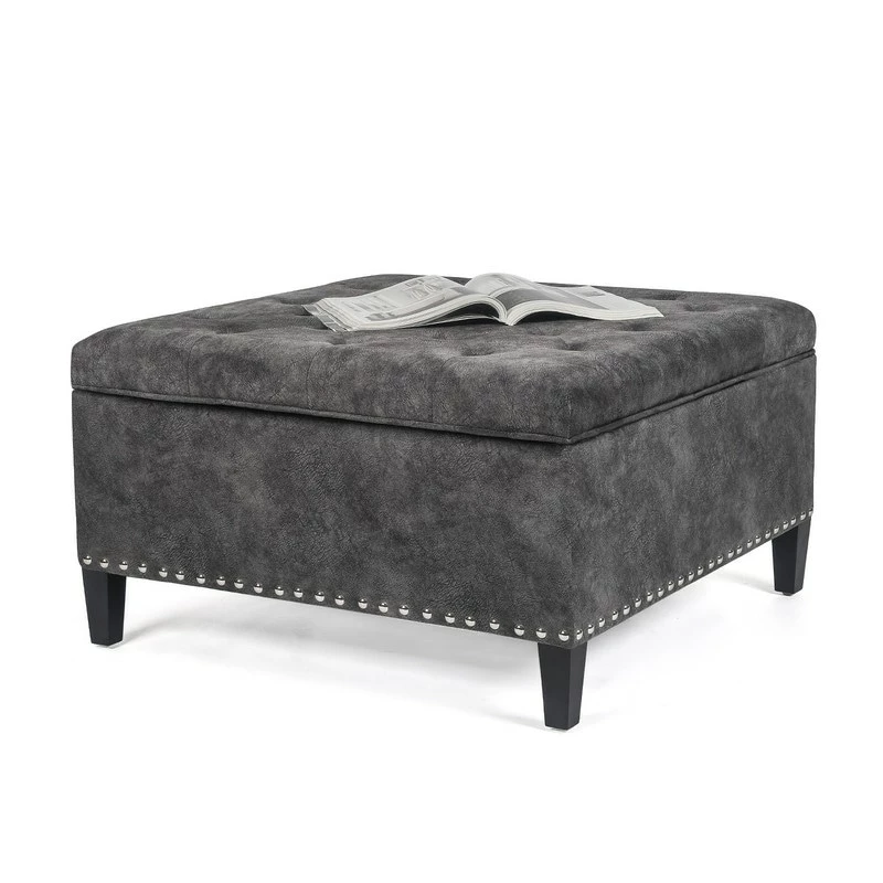 Cheap ๐ฅ Adeco Large Square Footstool Fabric Storage Ottoman Bench Dark Grey ๐งจ 4 Cheap ๐ฅ Adeco Large Square Footstool Fabric Storage Ottoman Bench Dark Grey ๐งจ - Image 2