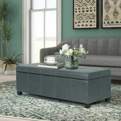 Flash Sale ✔️ Adeco Large Storage Ottoman Bench End Of Bed Bench Rectangular Leather Grey 🎉 -Adeco Shop Adeco Large Storage Ottoman Bench End of Bed Bench Rectangular Leather 10