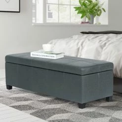 Flash Sale ✔️ Adeco Large Storage Ottoman Bench End Of Bed Bench Rectangular Leather Grey 🎉 -Adeco Shop Adeco Large Storage Ottoman Bench End of Bed Bench Rectangular Leather 11
