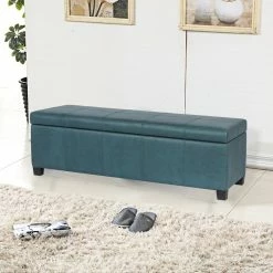 Flash Sale ✔️ Adeco Large Storage Ottoman Bench End Of Bed Bench Rectangular Leather Grey 🎉 -Adeco Shop Adeco Large Storage Ottoman Bench End of Bed Bench Rectangular Leather 2