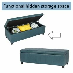 Flash Sale ✔️ Adeco Large Storage Ottoman Bench End Of Bed Bench Rectangular Leather Grey 🎉 -Adeco Shop Adeco Large Storage Ottoman Bench End of Bed Bench Rectangular Leather 6