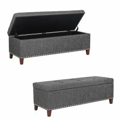 Outlet 👏 Adeco Large Storage Ottoman Bench Rectangular Linen Footrest Footstool 🌟 -Adeco Shop Adeco Large Storage Ottoman Bench Rectangular Linen Footrest Footstool 11
