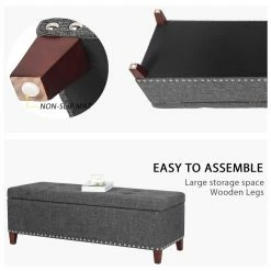 Outlet 👏 Adeco Large Storage Ottoman Bench Rectangular Linen Footrest Footstool 🌟 -Adeco Shop Adeco Large Storage Ottoman Bench Rectangular Linen Footrest Footstool 12