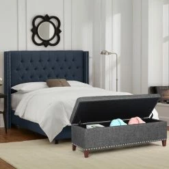 Outlet 👏 Adeco Large Storage Ottoman Bench Rectangular Linen Footrest Footstool 🌟 -Adeco Shop Adeco Large Storage Ottoman Bench Rectangular Linen Footrest Footstool 3