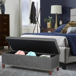 Outlet 👏 Adeco Large Storage Ottoman Bench Rectangular Linen Footrest Footstool 🌟 -Adeco Shop Adeco Large Storage Ottoman Bench Rectangular Linen Footrest Footstool 5