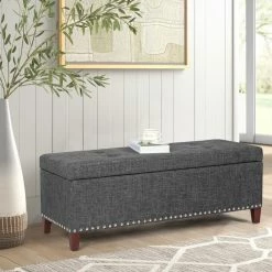 Outlet 👏 Adeco Large Storage Ottoman Bench Rectangular Linen Footrest Footstool 🌟 -Adeco Shop Adeco Large Storage Ottoman Bench Rectangular Linen Footrest Footstool 6