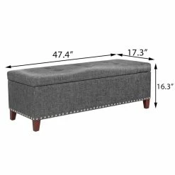 Outlet 👏 Adeco Large Storage Ottoman Bench Rectangular Linen Footrest Footstool 🌟 -Adeco Shop Adeco Large Storage Ottoman Bench Rectangular Linen Footrest Footstool 7