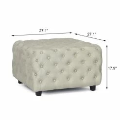 Promo 🌟 Adeco Linen Fabric Standard Ottoman Bench Square Cube Foot Rest Stool Off White 😀 -Adeco Shop Adeco Linen Fabric Standard Ottoman Bench Square Cube Foot Rest Stool 3