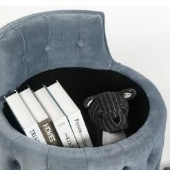 Deals 💯 Adeco Button Tufted Living Room Chair With Storage - 22.4'' L X 22.4'' W X 22.83'' H Grey ⌛ -Adeco Shop Adeco Living Room Chair with Storage2CUpholstered Button Tufted Barrel Chair with Removable Lid 4