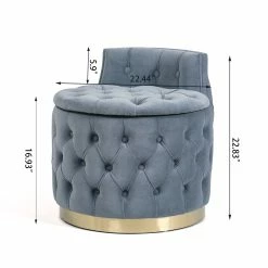 Deals 💯 Adeco Button Tufted Living Room Chair With Storage - 22.4'' L X 22.4'' W X 22.83'' H Grey ⌛ -Adeco Shop Adeco Living Room Chair with Storage2CUpholstered Button Tufted Barrel Chair with Removable Lid 5