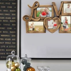 Best Pirce 🎁 Adeco 'Love' Gold-tone Plastic 5-photo Frame 🌟