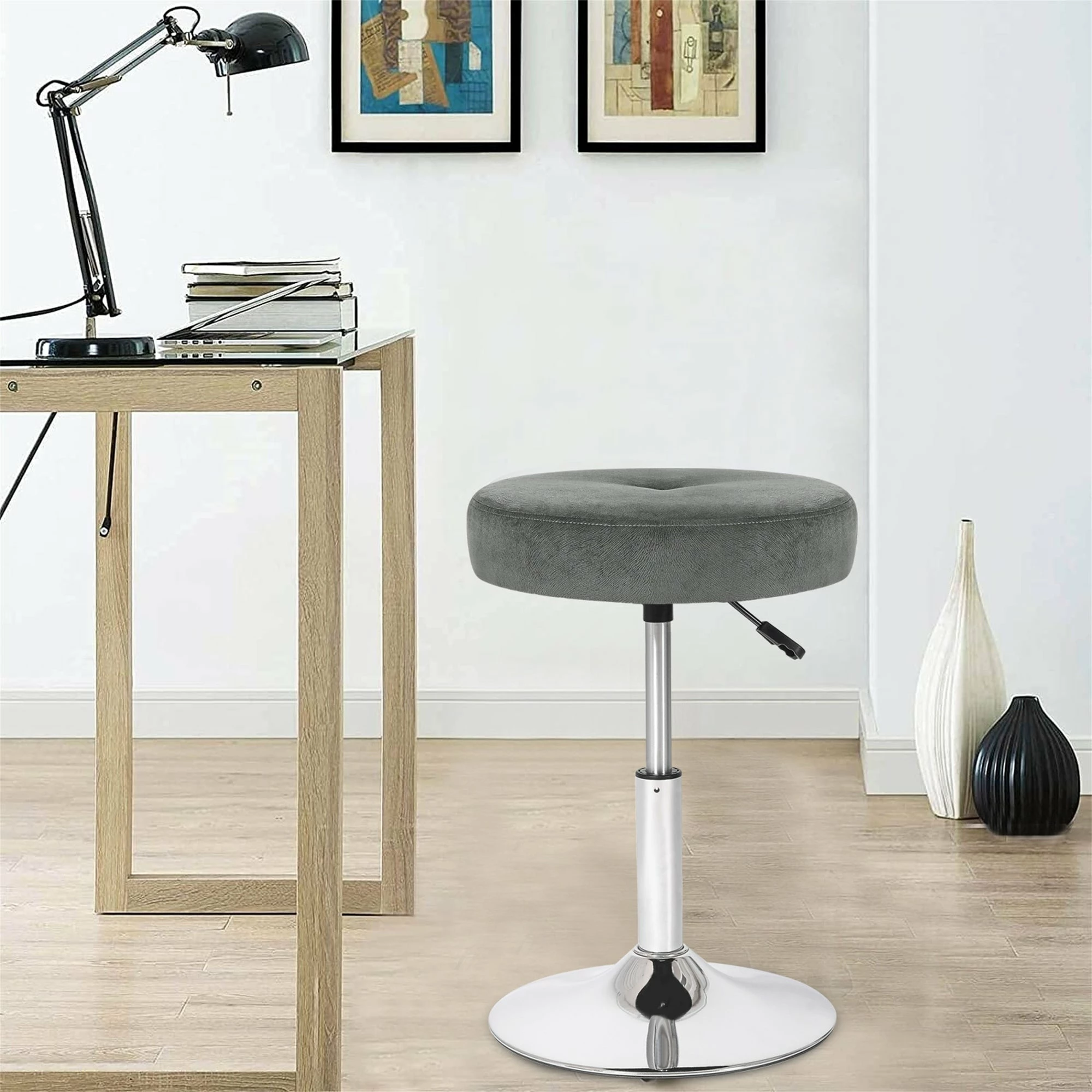 Best deal ๐ฅฐ Adeco Makeup Vanity Stool Chair Round Ottoman Tufted 360ยฐ Swivel Adjustable - 16.1"x16.1"23.2" Blue-fabric ๐ 3 Best deal ๐ฅฐ Adeco Makeup Vanity Stool Chair Round Ottoman Tufted 360ยฐ Swivel Adjustable - 16.1"x16.1"23.2" Blue-fabric ๐