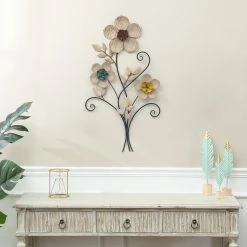 Wholesale 🧨 Adeco Metal Flower Wall Art Decor Floral Wall Sculpture 😀