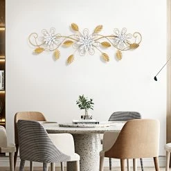 Best Pirce 🔥 Adeco Metal Flowers Wall Decor Modern Wall Hanging Leaf Sculpture ⭐