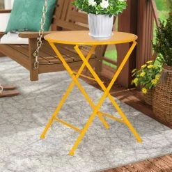 Cheapest 🧨 Adeco Metal Round Coffee End Table Folding Side Patio Living Room Yellow 👍 -Adeco Shop Adeco Metal Round Coffee End Table Folding Side Patio Living Room 10