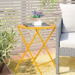 Cheapest 🧨 Adeco Metal Round Coffee End Table Folding Side Patio Living Room Yellow 👍 -Adeco Shop Adeco Metal Round Coffee End Table Folding Side Patio Living Room 11