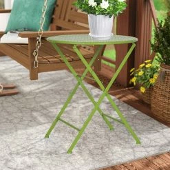 Cheapest 🧨 Adeco Metal Round Coffee End Table Folding Side Patio Living Room Yellow 👍