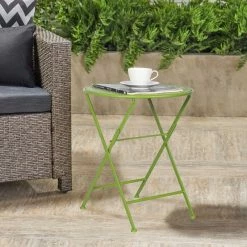 Cheapest 🧨 Adeco Metal Round Coffee End Table Folding Side Patio Living Room Yellow 👍 -Adeco Shop Adeco Metal Round Coffee End Table Folding Side Patio Living Room 8