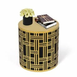 Top 10 😍 Adeco Metal Round End Table - 15.75"D X 15.75"W X 16.93"H 👍 -Adeco Shop Adeco Metal Round Coffee Table2C Side Table End Table Multifunctional Use is covered with a layer of black velvet 3