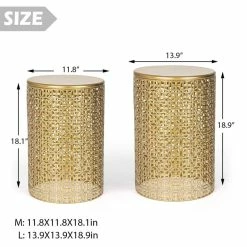 Budget 🎁 Adeco Metal Set Of 2 Round End Tables Nightstands Coffee Side Tables 🔔 14 Budget 🎁 Adeco Metal Set Of 2 Round End Tables Nightstands Coffee Side Tables 🔔 -Adeco Shop Adeco Metal Set of 2 Round End Tables Nightstands Coffee Side Tables 2