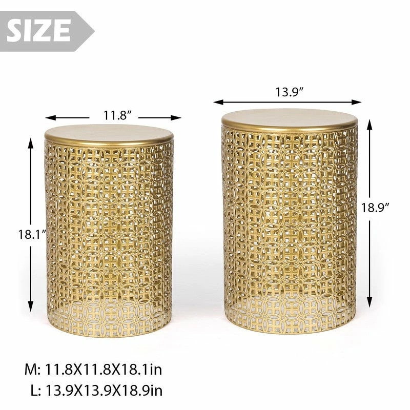 Budget 🎁 Adeco Metal Set Of 2 Round End Tables Nightstands Coffee Side Tables 🔔 5 Budget 🎁 Adeco Metal Set Of 2 Round End Tables Nightstands Coffee Side Tables 🔔 - Image 3