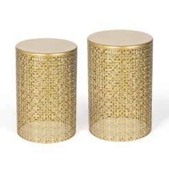 Budget 🎁 Adeco Metal Set Of 2 Round End Tables Nightstands Coffee Side Tables 🔔 15 Budget 🎁 Adeco Metal Set Of 2 Round End Tables Nightstands Coffee Side Tables 🔔 -Adeco Shop Adeco Metal Set of 2 Round End Tables Nightstands Coffee Side Tables 3