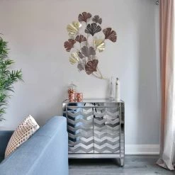 Outlet 🛒 Adeco Metal Wall Decor Gold Ginkgo Leaves Wall Sculpture 👍