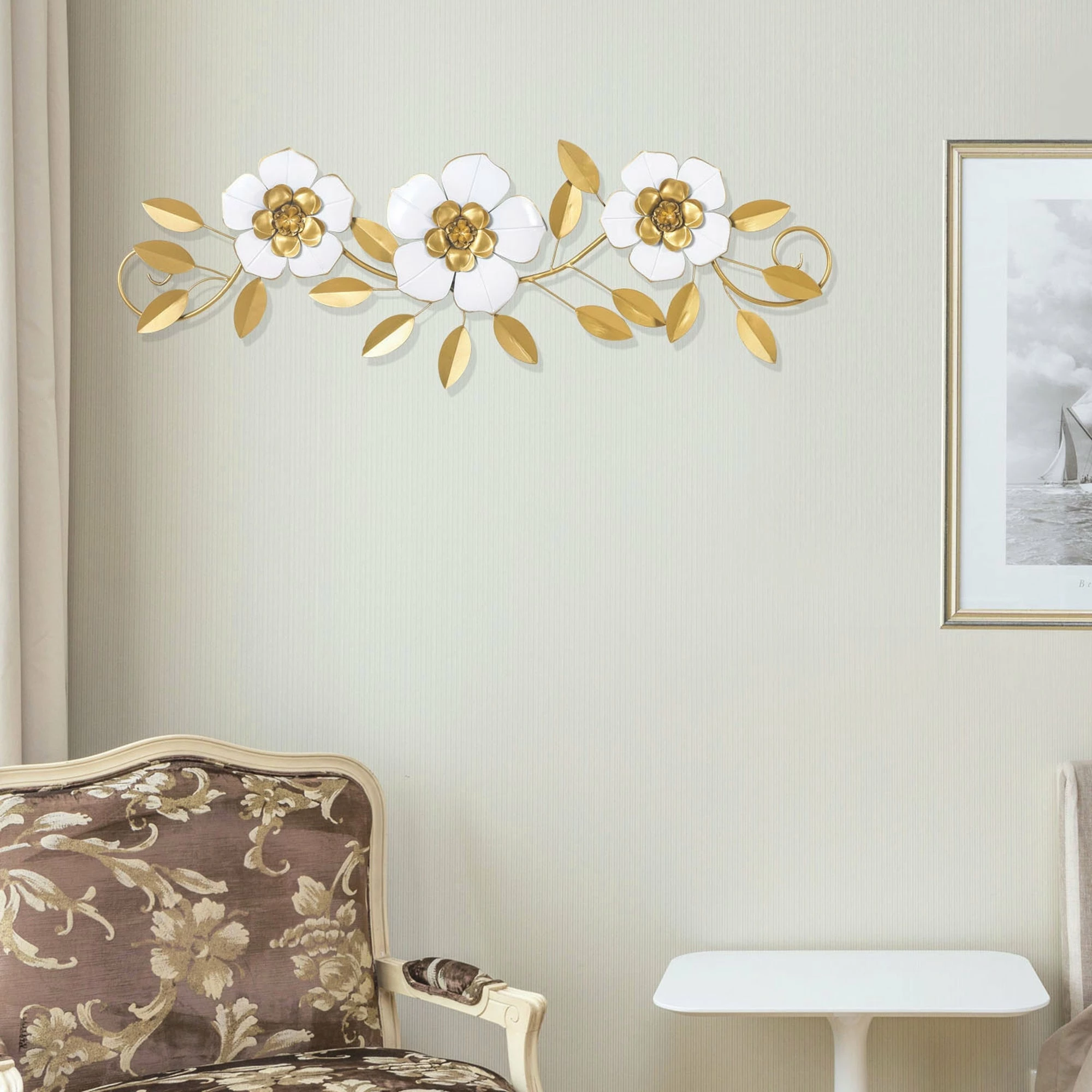 Budget ๐ Adeco Metal Wall Decor Modern Wall Hanging Leaf Sculpture With Flowers ๐ 4 Budget ๐ Adeco Metal Wall Decor Modern Wall Hanging Leaf Sculpture With Flowers ๐ - Image 2