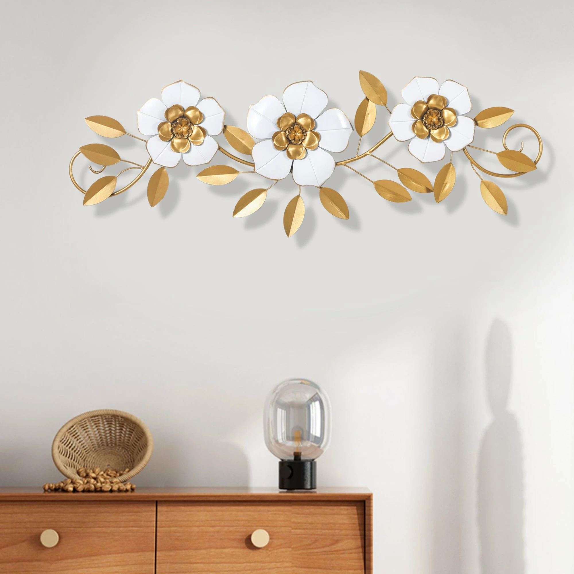 Budget ๐ Adeco Metal Wall Decor Modern Wall Hanging Leaf Sculpture With Flowers ๐ 3 Budget ๐ Adeco Metal Wall Decor Modern Wall Hanging Leaf Sculpture With Flowers ๐