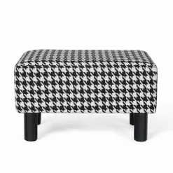Flash Sale 😀 Adeco Small Foot Stool Ottoman Foot Rest Black/white ❤️ -Adeco Shop Adeco Modern Rectangle Ottoman stool Velvet Fabric Padded Footrest 13